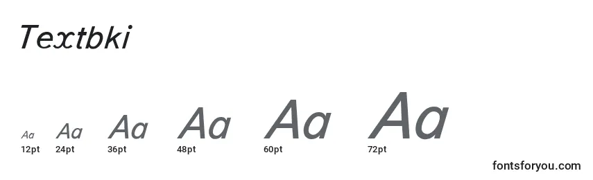 Размеры шрифта Textbki