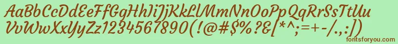 CourgetteRegular-Schriftart – Braune Schriften auf grünem Hintergrund