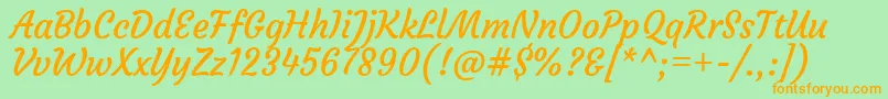 CourgetteRegular-Schriftart – Orangefarbene Schriften auf grünem Hintergrund