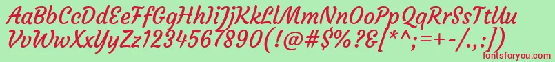 CourgetteRegular Font – Red Fonts on Green Background