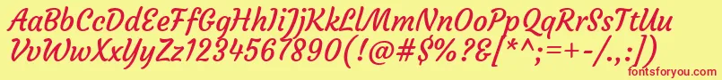CourgetteRegular Font – Red Fonts on Yellow Background