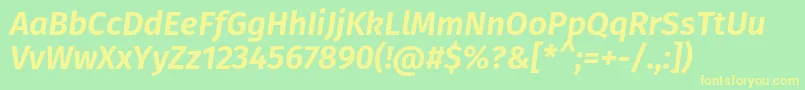 FirasansSemibolditalic Font – Yellow Fonts on Green Background