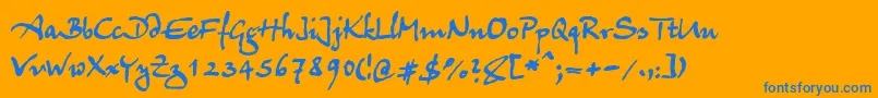 Juergen-Schriftart – Blaue Schriften auf orangefarbenem Hintergrund