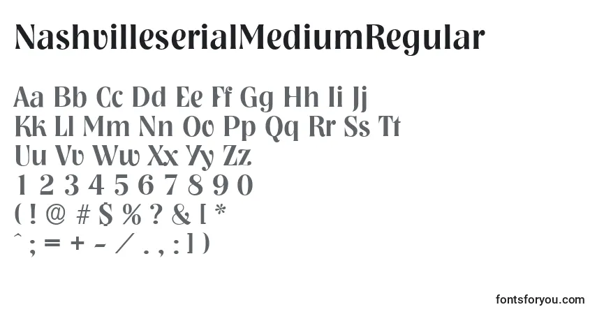 Schriftart NashvilleserialMediumRegular – Alphabet, Zahlen, spezielle Symbole