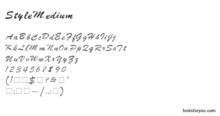Fuente StyleMedium - alfabeto, números, caracteres especiales