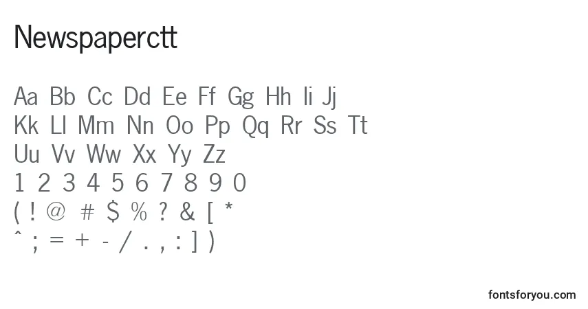 Шрифт Newspaperctt – алфавит, цифры, специальные символы