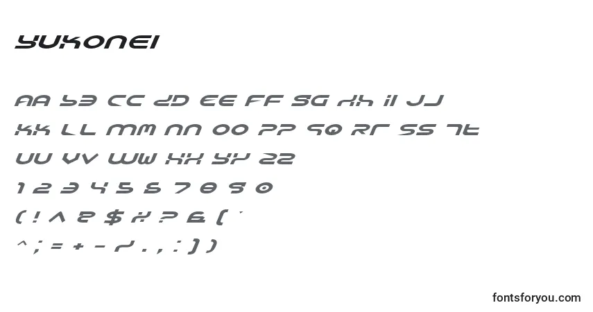Yukonei-fontti – aakkoset, numerot, erikoismerkit