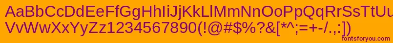 Arimo Font – Purple Fonts on Orange Background