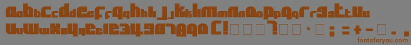 フォントAflSolidcaps – 茶色の文字が灰色の背景にあります。
