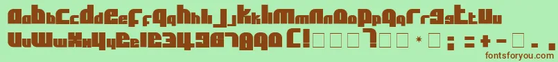 フォントAflSolidcaps – 緑の背景に茶色のフォント
