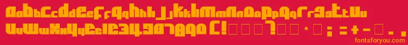 フォントAflSolidcaps – 赤い背景にオレンジの文字
