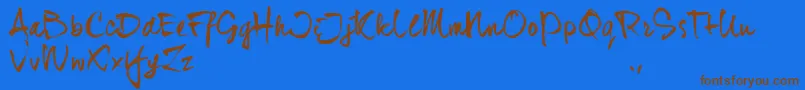 Djhtrial Font – Brown Fonts on Blue Background