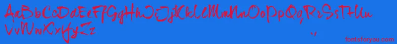 Djhtrial Font – Red Fonts on Blue Background