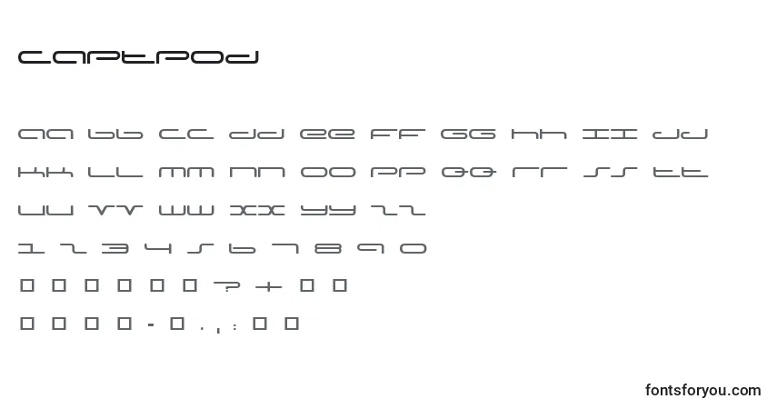 Czcionka Captpod – alfabet, cyfry, specjalne znaki