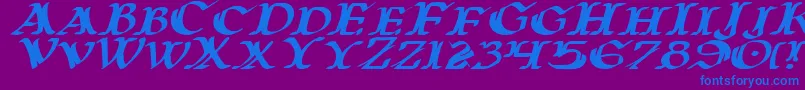 WarsOfAsgardExpandedItalic Font – Blue Fonts on Purple Background