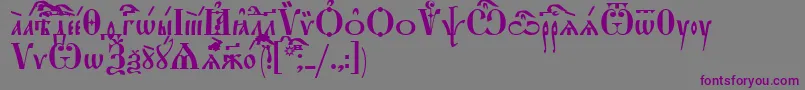 フォントStarouspenskayaUcs – 紫色のフォント、灰色の背景