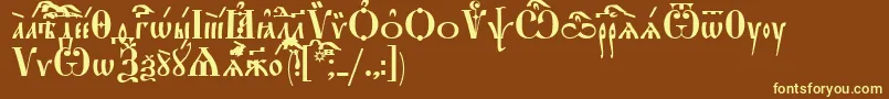 StarouspenskayaUcs-fontti – keltaiset fontit ruskealla taustalla