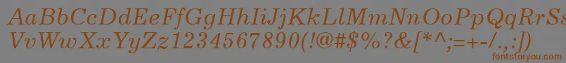 More about ExcelsiorLtItalic Font ExcelsiorLtItalic Font – Brown Fonts on Gray Background
