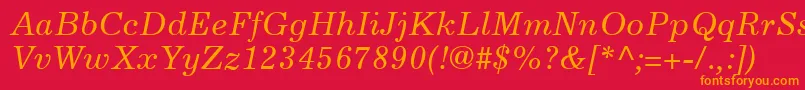 フォントExcelsiorLtItalic – 赤い背景にオレンジの文字