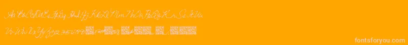 Warmshowers-Schriftart – Rosa Schriften auf orangefarbenem Hintergrund