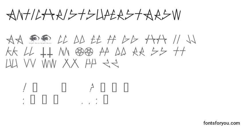 Czcionka AntichristSuperstarsw – alfabet, cyfry, specjalne znaki