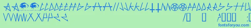 AntichristSuperstarsw Font – Blue Fonts on Green Background