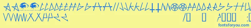 AntichristSuperstarsw Font – Blue Fonts on Yellow Background