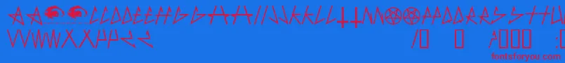 AntichristSuperstarsw Font – Red Fonts on Blue Background