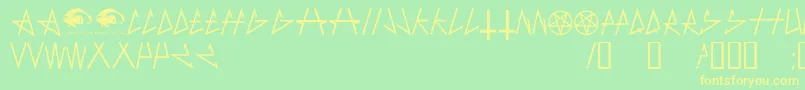 AntichristSuperstarsw Font – Yellow Fonts on Green Background