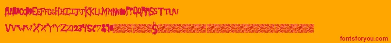 Slashthirty-Schriftart – Rote Schriften auf orangefarbenem Hintergrund