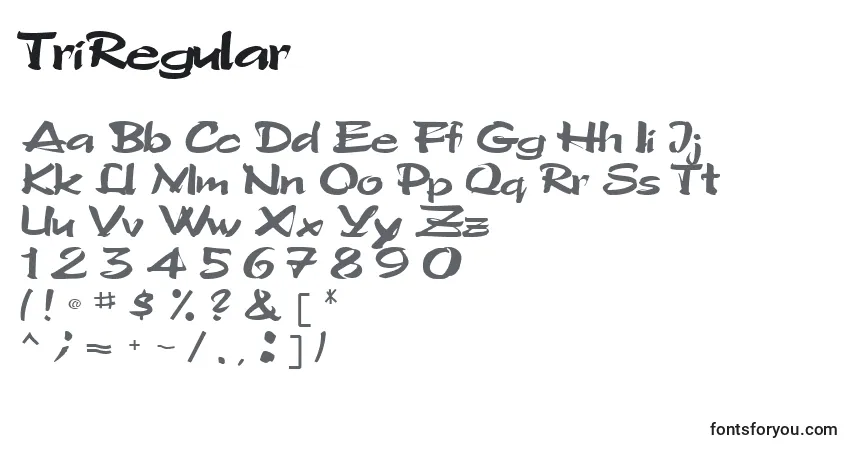 A fonte TriRegular – alfabeto, números, caracteres especiais
