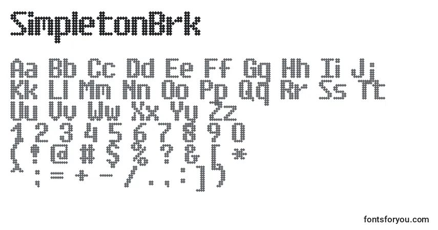 Schriftart SimpletonBrk – Alphabet, Zahlen, spezielle Symbole