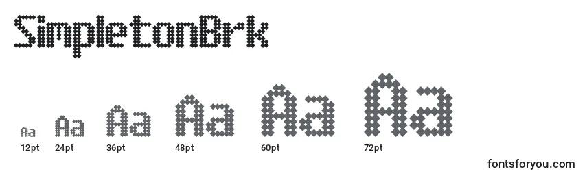 Размеры шрифта SimpletonBrk