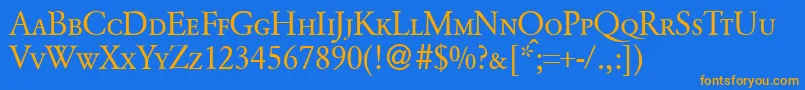 GarondcapsdbNormal Font – Orange Fonts on Blue Background