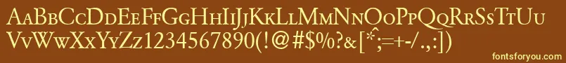 GarondcapsdbNormal Font – Yellow Fonts on Brown Background