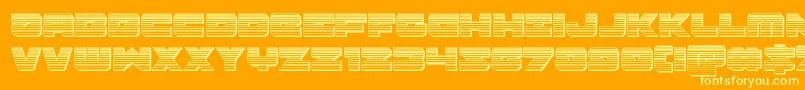 Banjinchrome-Schriftart – Gelbe Schriften auf orangefarbenem Hintergrund