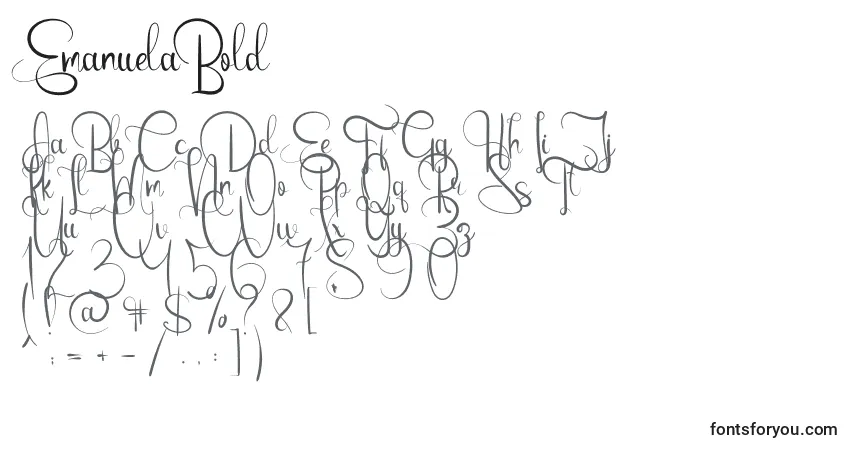 Шрифт EmanuelaBold – алфавит, цифры, специальные символы