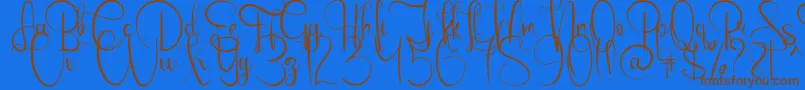 EmanuelaBold Font – Brown Fonts on Blue Background
