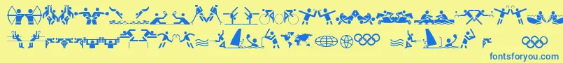 OlympiconsRegular Font – Blue Fonts on Yellow Background