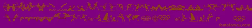 OlympiconsRegular-Schriftart – Braune Schriften auf violettem Hintergrund