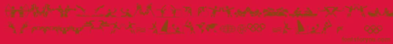 OlympiconsRegular-Schriftart – Braune Schriften auf rotem Hintergrund