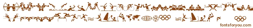 OlympiconsRegular-Schriftart – Braune Schriften auf weißem Hintergrund