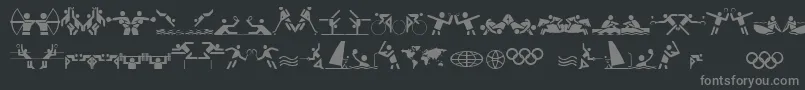 OlympiconsRegular-fontti – harmaat kirjasimet mustalla taustalla