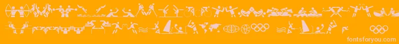 OlympiconsRegular-fontti – vaaleanpunaiset fontit oranssilla taustalla