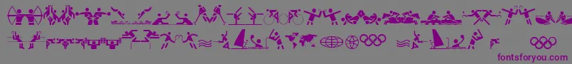 フォントOlympiconsRegular – 紫色のフォント、灰色の背景