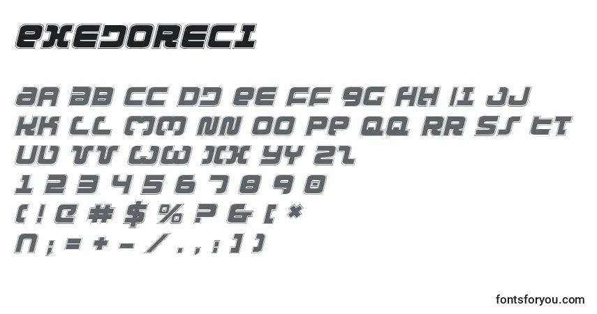 Шрифт Exedoreci – алфавит, цифры, специальные символы