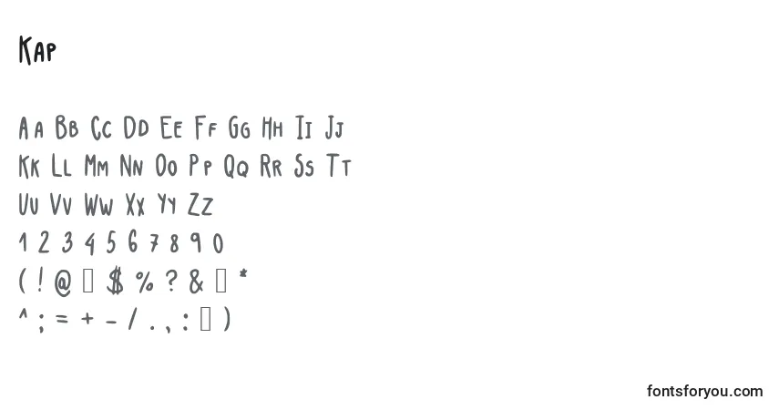 Czcionka Kap – alfabet, cyfry, specjalne znaki