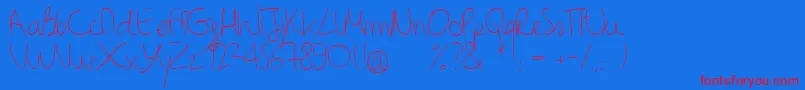 Binetruyscript-Schriftart – Rote Schriften auf blauem Hintergrund