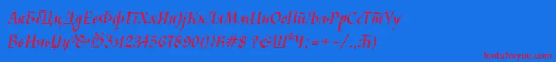 Kaligrafcyr Font – Red Fonts on Blue Background