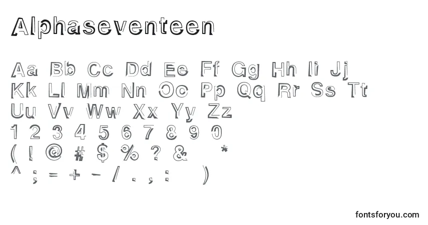 Alphaseventeen-fontti – aakkoset, numerot, erikoismerkit